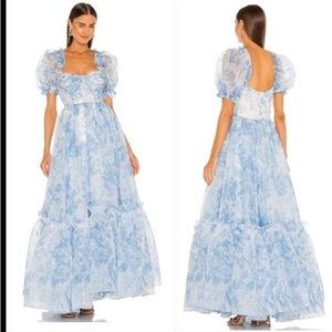 Selkie ritz dress in blue toile